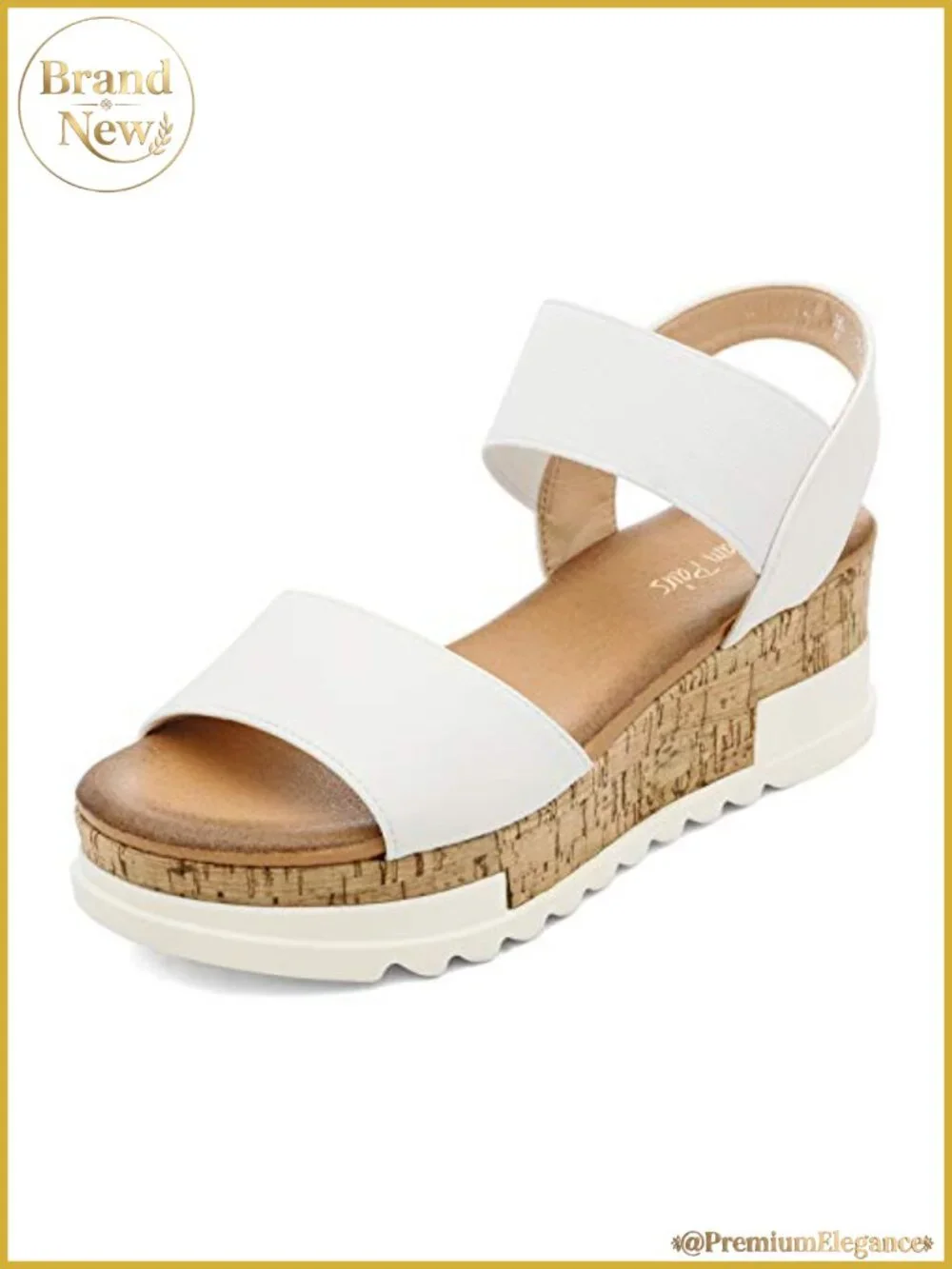 Women's Open Toe Flatform Platform Wedge Sandal with Faux Leather Cushioned